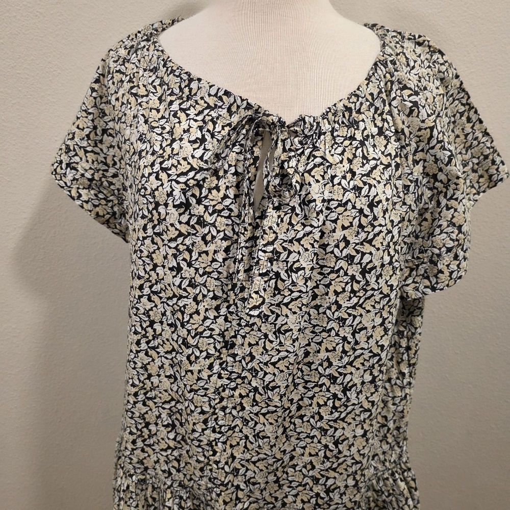 Apiece Apart Black Floral Cotton Midi Dress - Picture 2 of 5